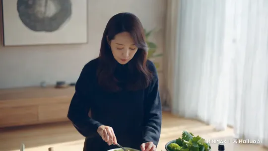 Korean Woman Prepares Meal in Minimalist Wellness Space – AI Generated Video | Hailuo AI