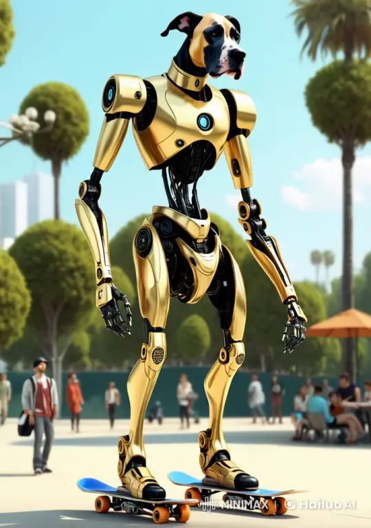Golden Armored Robot Skates with Speed and Grace – AI Generated Video | Hailuo AI