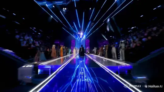 Darth Vader Struts in Futuristic Fashion Runway Show – AI Generated Video | Hailuo AI