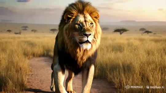 Regal Lion in Majestic Savannah at Dusk – AI Generated Video | Hailuo AI