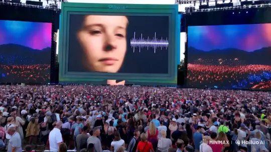 Benefit Concert Showcases Brainwaves on Jumbotron – AI Generated Video | Hailuo AI