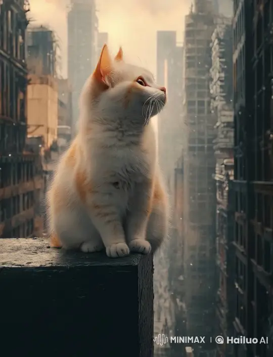 Post-Apocalyptic Cat Observes Still Urban Landscape – AI Generated Video | Hailuo AI