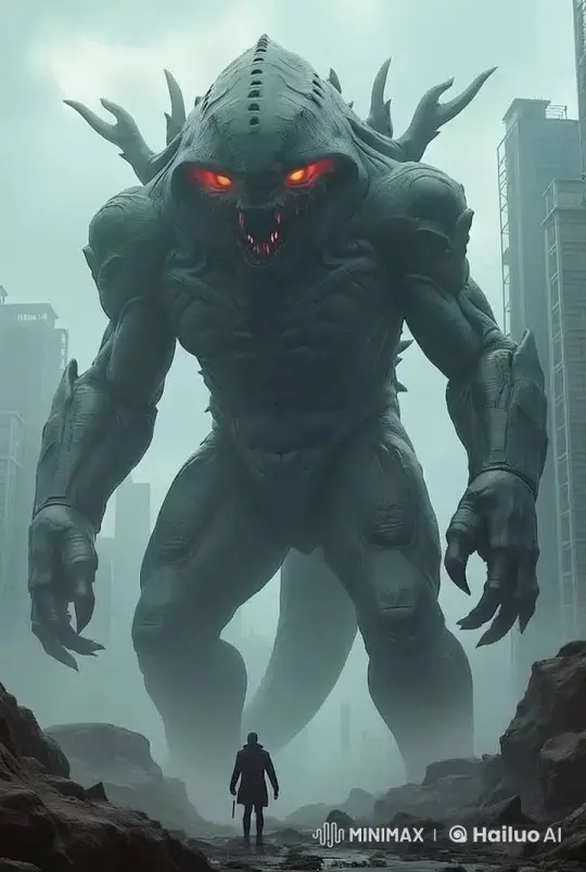 Dystopian Confrontation: Human vs. Monstrous Creature – AI Generated Video | Hailuo AI