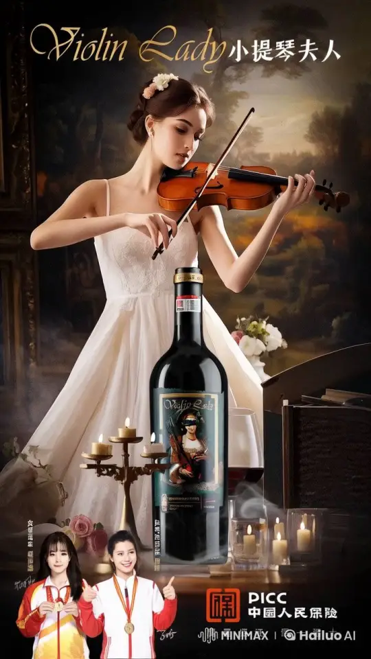 Elegant Violinist Showcases Wine in Live2D Animation – AI Generated Video | Hailuo AI