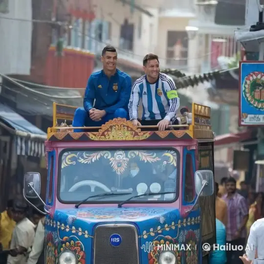 Ronaldo and Messi Enjoy Indian Truck Ride – AI Generated Video | Hailuo AI