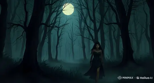 Eerie Moonlit Forest Walk in Live2D Animation – AI Generated Video | Hailuo AI