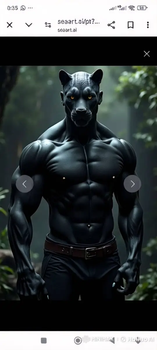 Anthropomorphic Panther Showcases Strength in Lush Forest – AI Generated Video | Hailuo AI