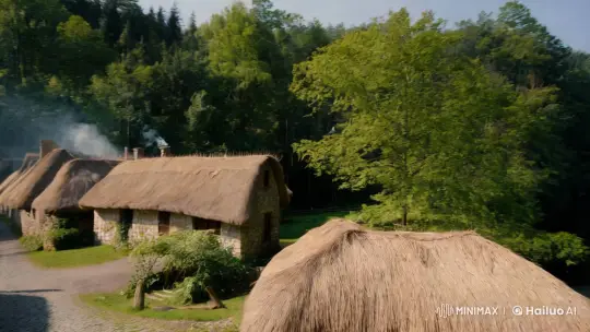 Quaint Village and Enchanted Forest Panorama – AI Generated Video | Hailuo AI
