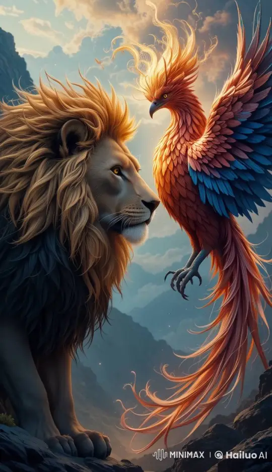 Lion and Phoenix Merge into Majestic Hybrid Creature – AI Generated Video | Hailuo AI
