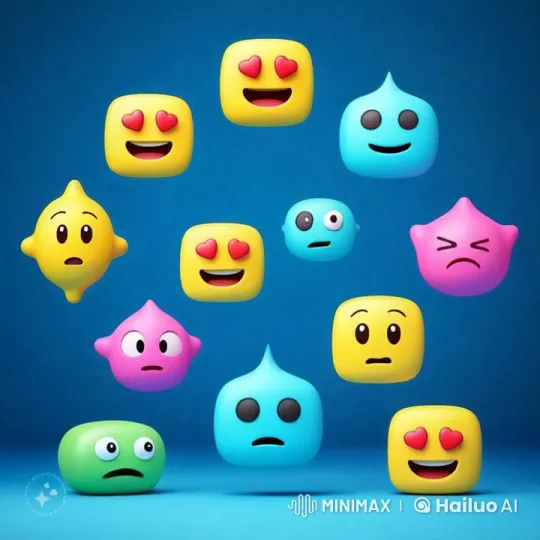 Animated Emojis Display Emotions in Floating Dance – AI Generated Video | Hailuo AI