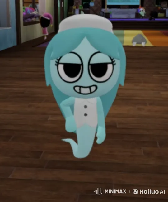 Animated Blue Character in Playful Whimsical Room – AI Generated Video | Hailuo AI