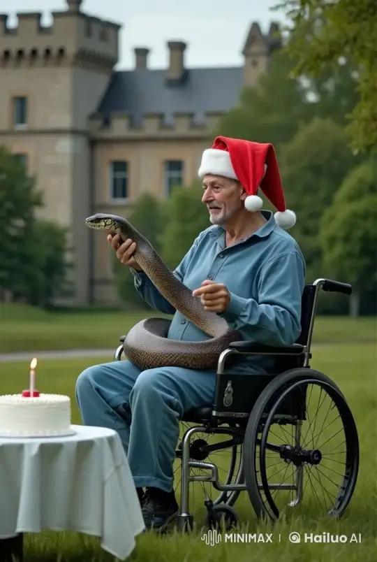 Elderly Man in Wheelchair Attacked by Snake at Castle – AI Generated Video | Hailuo AI