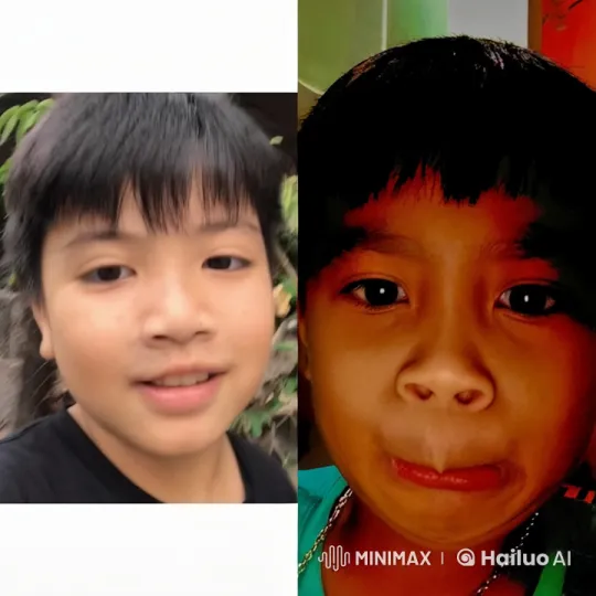 Children Share Affectionate Moment in Dual Portrait – AI Generated Video | Hailuo AI