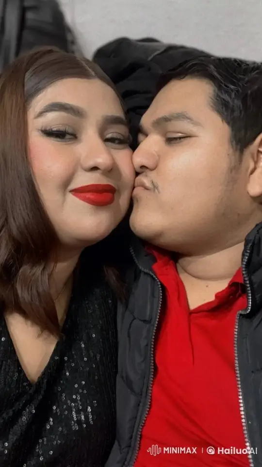 Couple's Tender Moment with Red Lipstick and Loving Embrace – AI Generated Video | Hailuo AI
