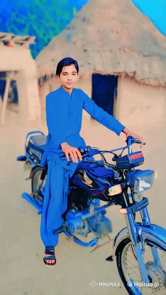 Young Person Prepares for Ride in Serene Village Setting – AI Generated Video | Hailuo AI
