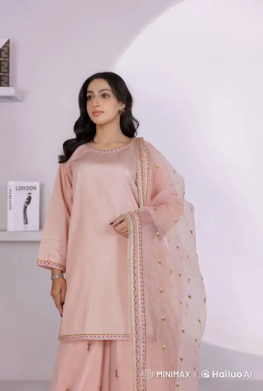 Graceful Walk in Minimalist Setting with Serene Elegance – AI Generated Video | Hailuo AI