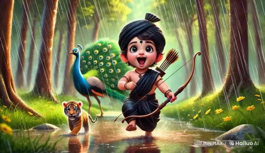 Tamil Girl and Baby Tiger Adventure in Enchanted Rainforest – AI Generated Video | Hailuo AI