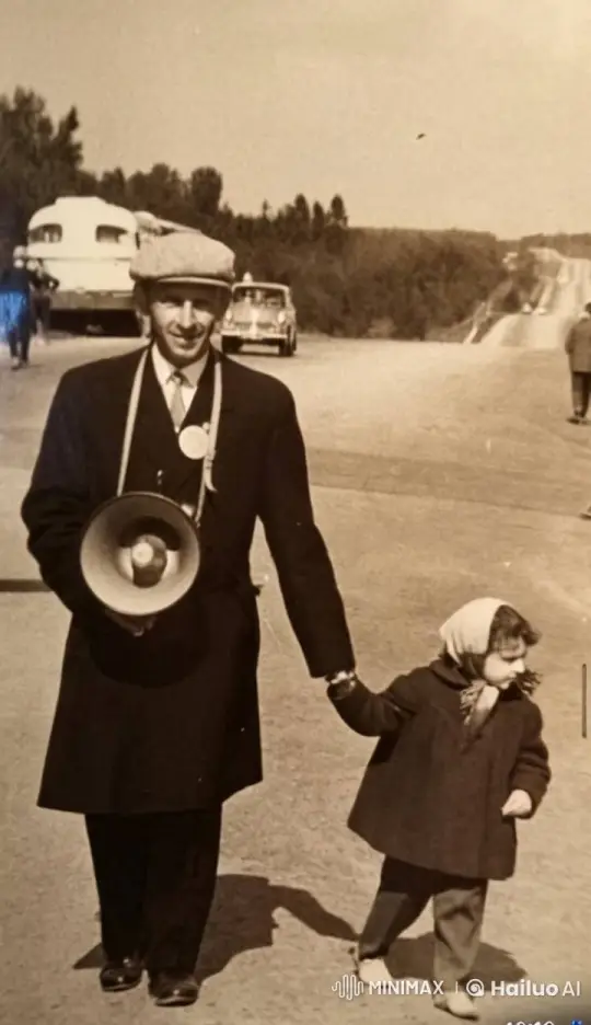 Man and Girl Stroll Through Mid-20th Century Setting – AI Generated Video | Hailuo AI
