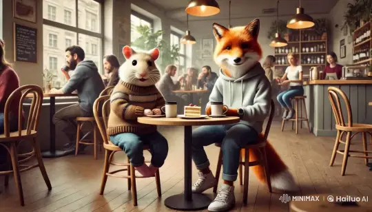 Cozy Cafe: Fox and Hamster Enjoy Coffee – AI Generated Video | Hailuo AI