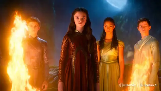 Aesthetic Cinematic Frame Showcases Arya and Elemental Companions – AI Generated Video | Hailuo AI