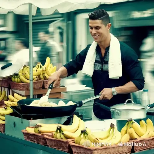 Banana Cooking at Bustling Outdoor Market Stall – AI Generated Video | Hailuo AI
