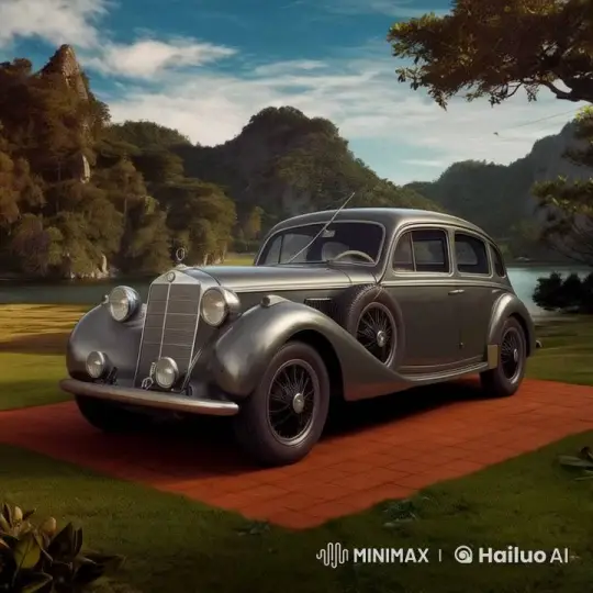 Classic Car Showcases Graceful Movement in Live2D Rendered Landscape – AI Generated Video | Hailuo AI