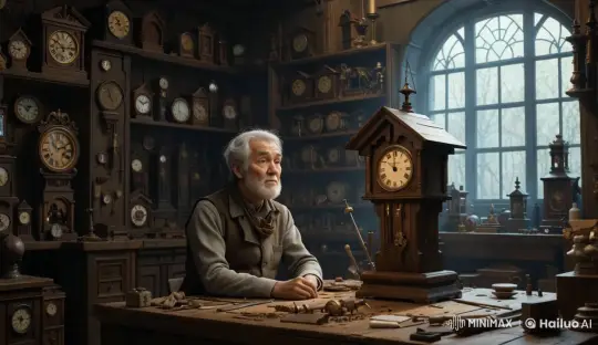 Elderly Clockmaker Crafts Magical Cuckoo Clock – AI Generated Video | Hailuo AI