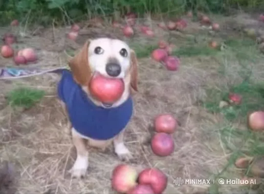 Dog Buried by Falling Apples in Viral Video – AI Generated Video | Hailuo AI