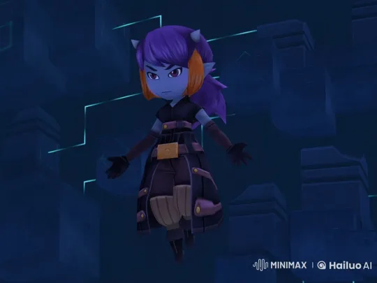 Mysterious Character Floats in Futuristic Dark Setting – AI Generated Video | Hailuo AI
