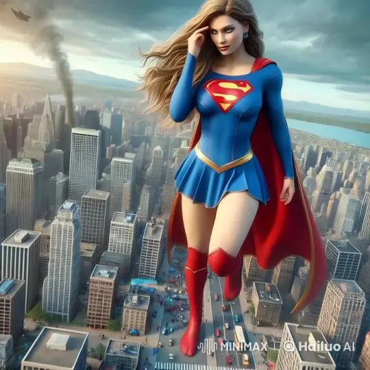 Supergirl as Giantess Destroys Cityscape in Live2D Animation – AI Generated Video | Hailuo AI