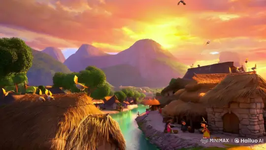 Morning in a Fairytale Village with Soft Light and Cheerful Life – AI Generated Video | Hailuo AI