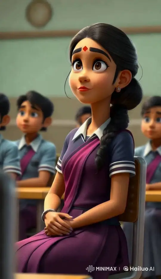 The Queen of Expressions: Animated Girl in Classroom Interacts with Teacher – AI Generated Video | Hailuo AI