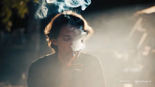 Intimate Portrait: Solitary Figure in Smoke-Filled Room – AI Generated Video | Hailuo AI