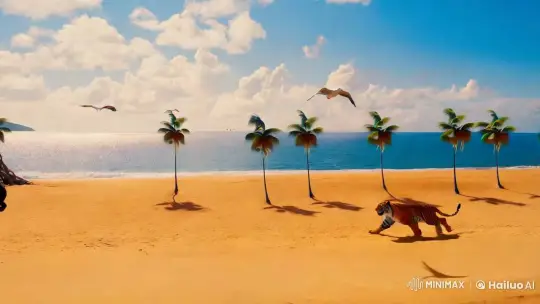Tropical Beach: Vibrant Wildlife and Serene Scenery – AI Generated Video | Hailuo AI