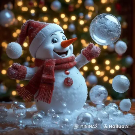 Magical Snowman Celebrates in a Glowing Winter Wonderland – AI Generated Video | Hailuo AI