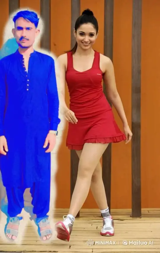 Traditional and Athletic Individuals Embrace on Wooden Platform – AI Generated Video | Hailuo AI