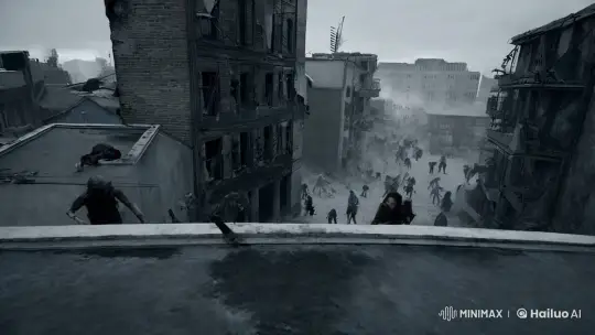 Post-Apocalyptic Rooftop Chase with Zombies – AI Generated Video | Hailuo AI