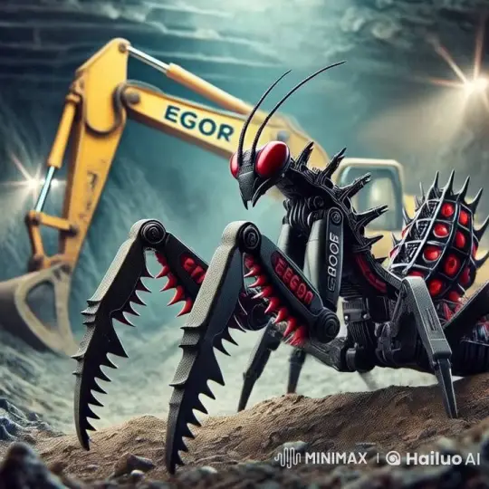 Robotic Mantis Excavates Construction Site – AI Generated Video | Hailuo AI