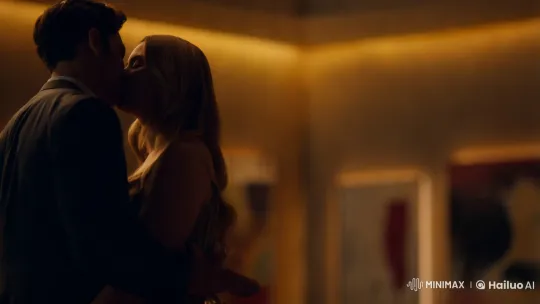 Intimate Kiss in Artistic Golden Light – AI Generated Video | Hailuo AI