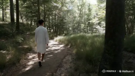 Serene Forest Walk: Realistic Human Motion and Natural Lighting – AI Generated Video | Hailuo AI
