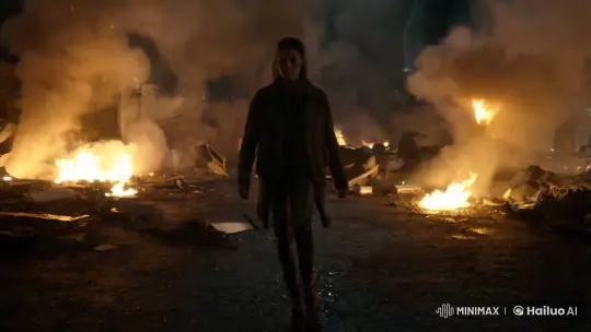 Aesthetic Intensity: Character Navigates Post-Explosion Chaos – AI Generated Video | Hailuo AI