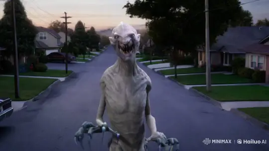 Mysterious Tall Creature Haunts Suburban Street – AI Generated Video | Hailuo AI
