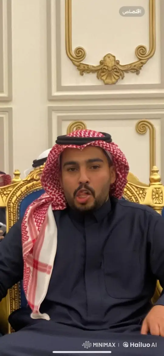 Man in Keffiyeh Smokes on Ornate Chair – AI Generated Video | Hailuo AI