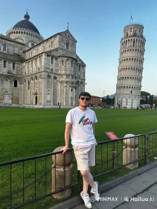 Young Man Transforms Physique in Pisa Live2D Animation – AI Generated Video | Hailuo AI