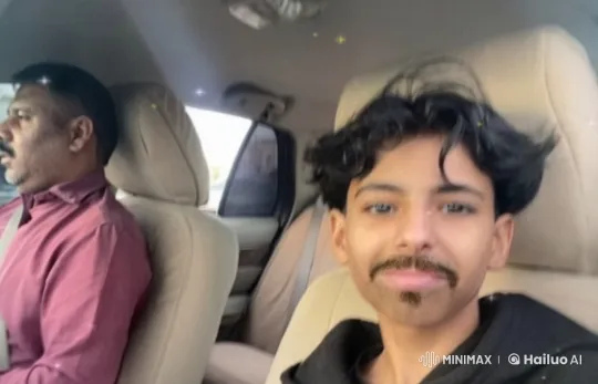Driver Lights Cigarette, Passenger Watches in Calm Drive – AI Generated Video | Hailuo AI