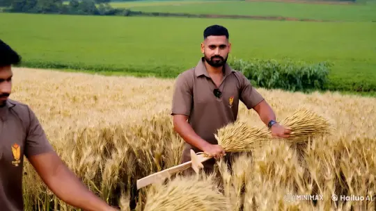 Indian Cricketers Embrace Rural Serenity in Pastoral Scene – AI Generated Video | Hailuo AI