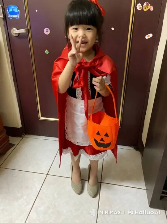 Young Girl Dances in Festive Costume at Door – AI Generated Video | Hailuo AI