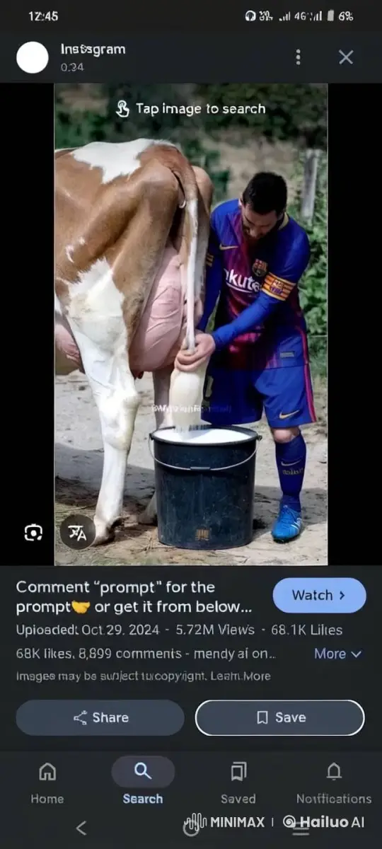 Messi Milks Cow in Barcelona Uniform on Sunny Farm – AI Generated Video | Hailuo AI