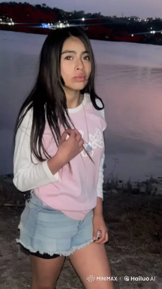 Young Woman Joyfully Dancing by Water, Trips and Laughs – AI Generated Video | Hailuo AI