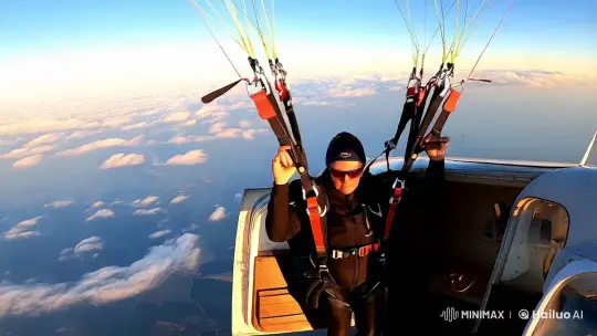 Skydiving Experience: Aerial Views and Controlled Descent – AI Generated Video | Hailuo AI